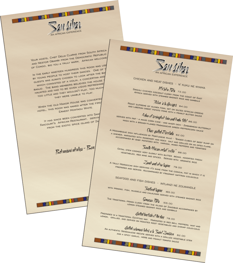 Sansibar menu