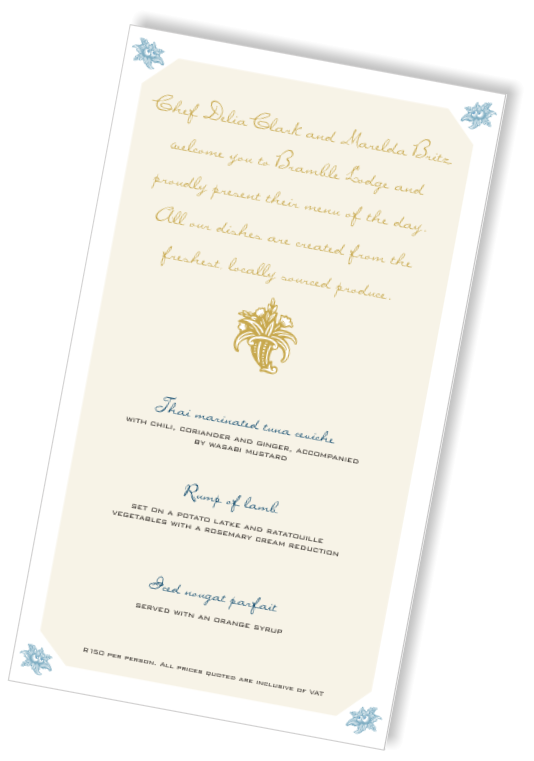 Bramble Lodge - menu