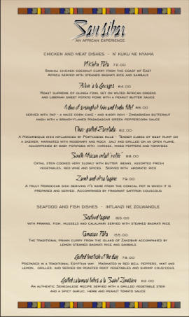 Sansibar - menu 2